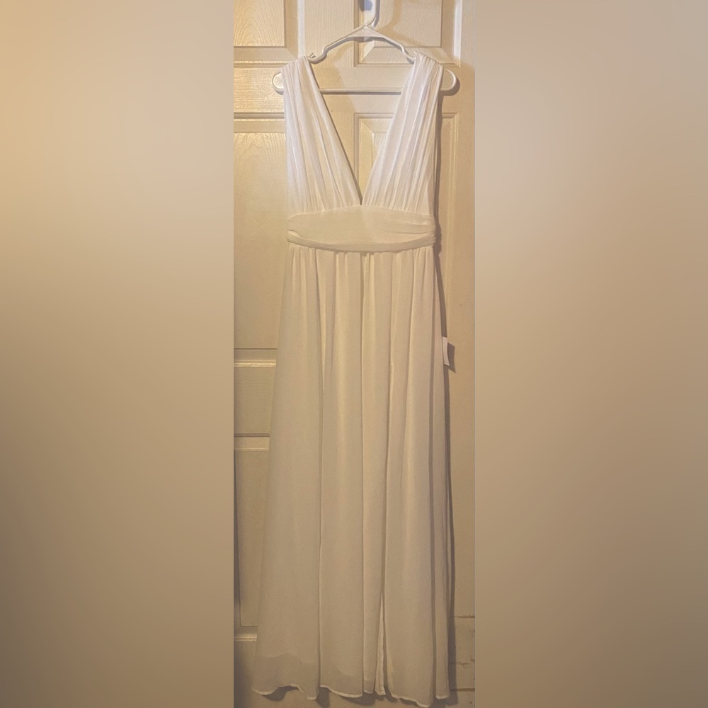 Lulu's Elegant White Maxi Dress